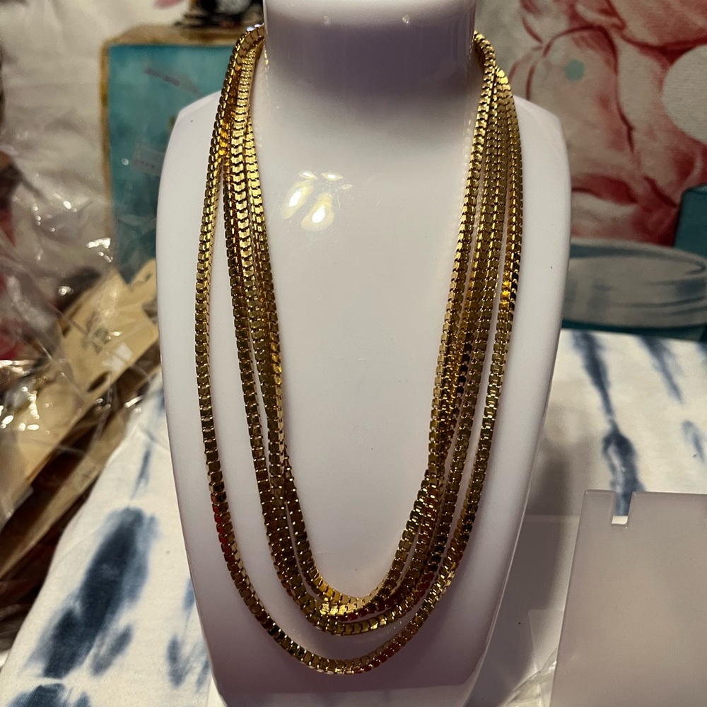 NWT My Style Box Link Gold Toned Necklace 68”